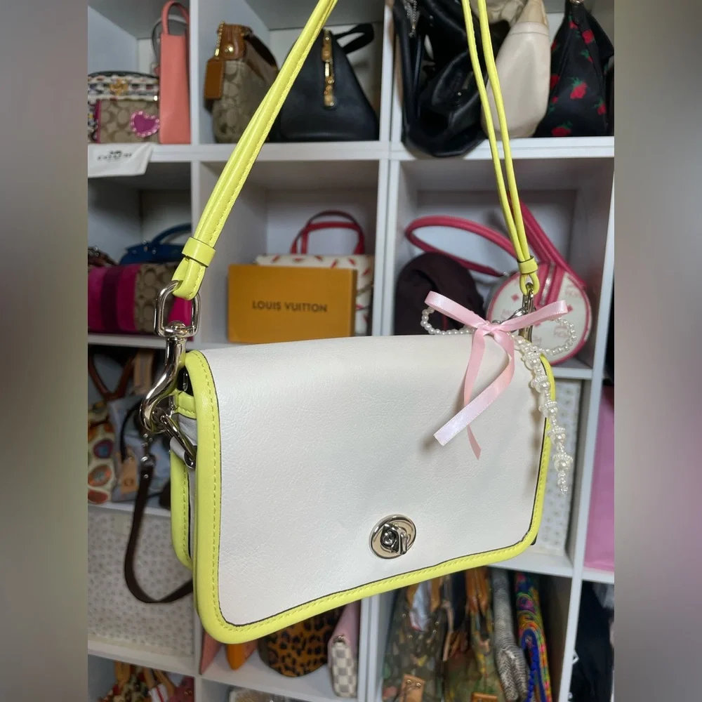 Coach Legacy Archival Two Tone Leather Penny Crossbody in Parchment/Citrine🍋